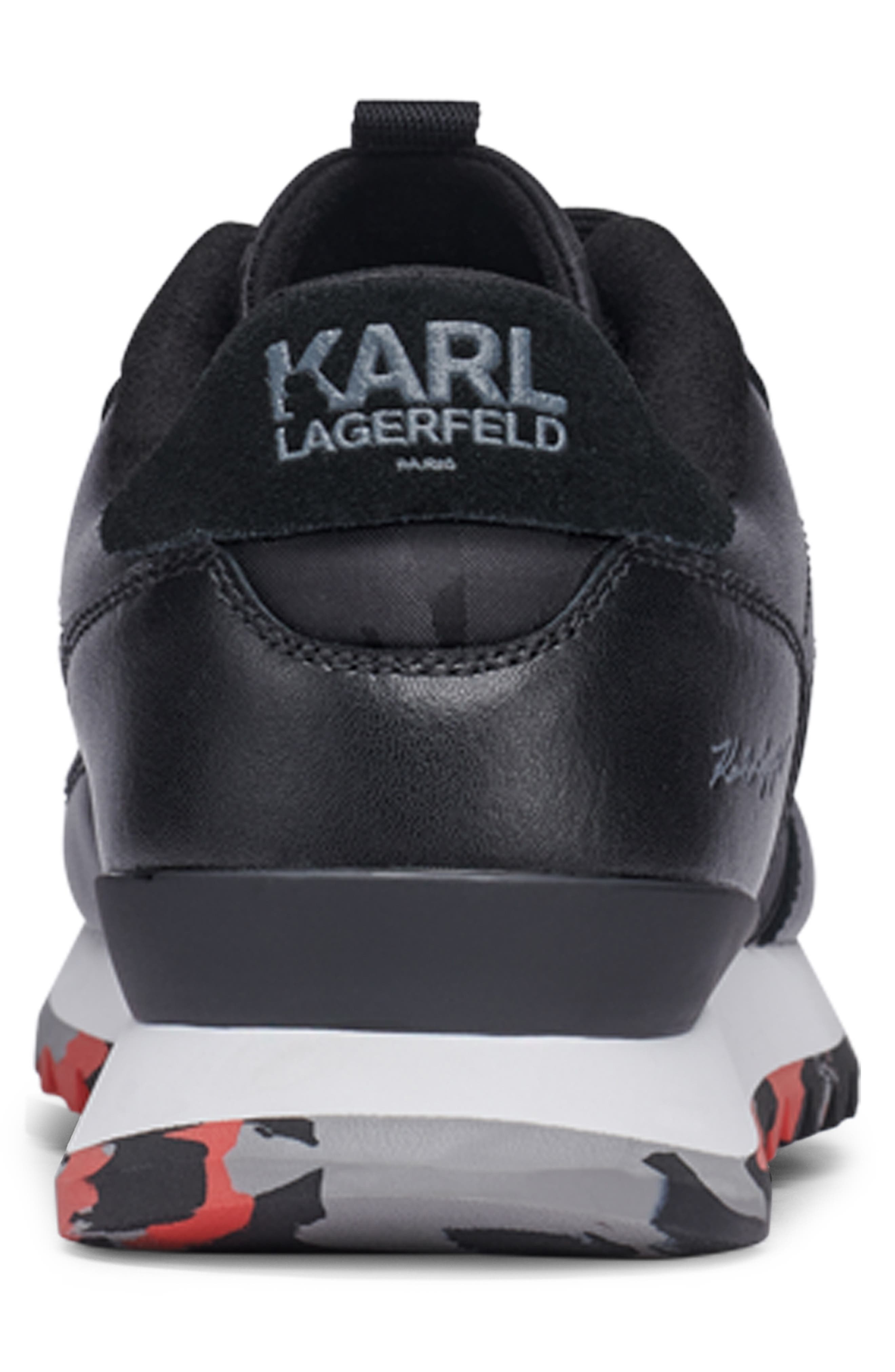 KARL LAGERFELD PARIS Camo Runner Sneaker, Alternate, color, Black