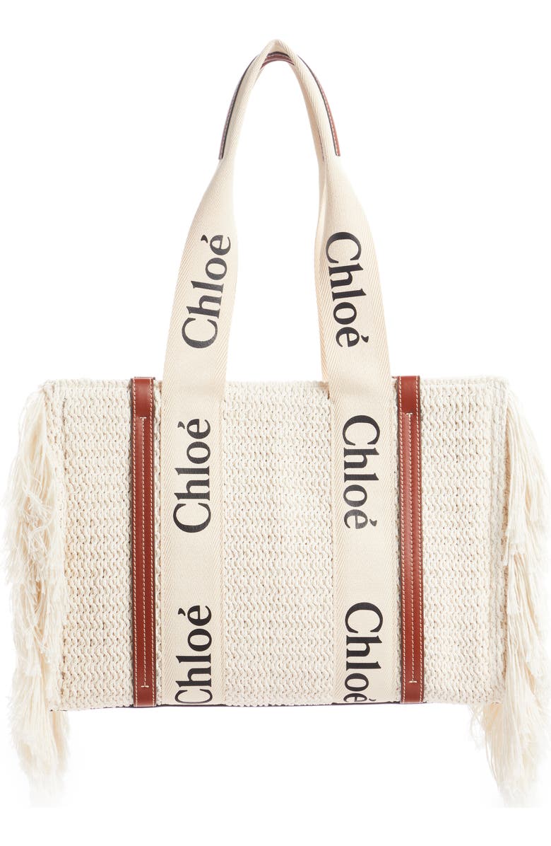 Chloé Medium Woody Cotton Knit Tote, Alternate, color, Sepia Brown