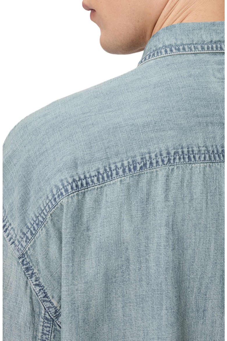 Gribbs Cotton Denim Snap-Up Shirt, Alternate, color, FADED INDIGO
