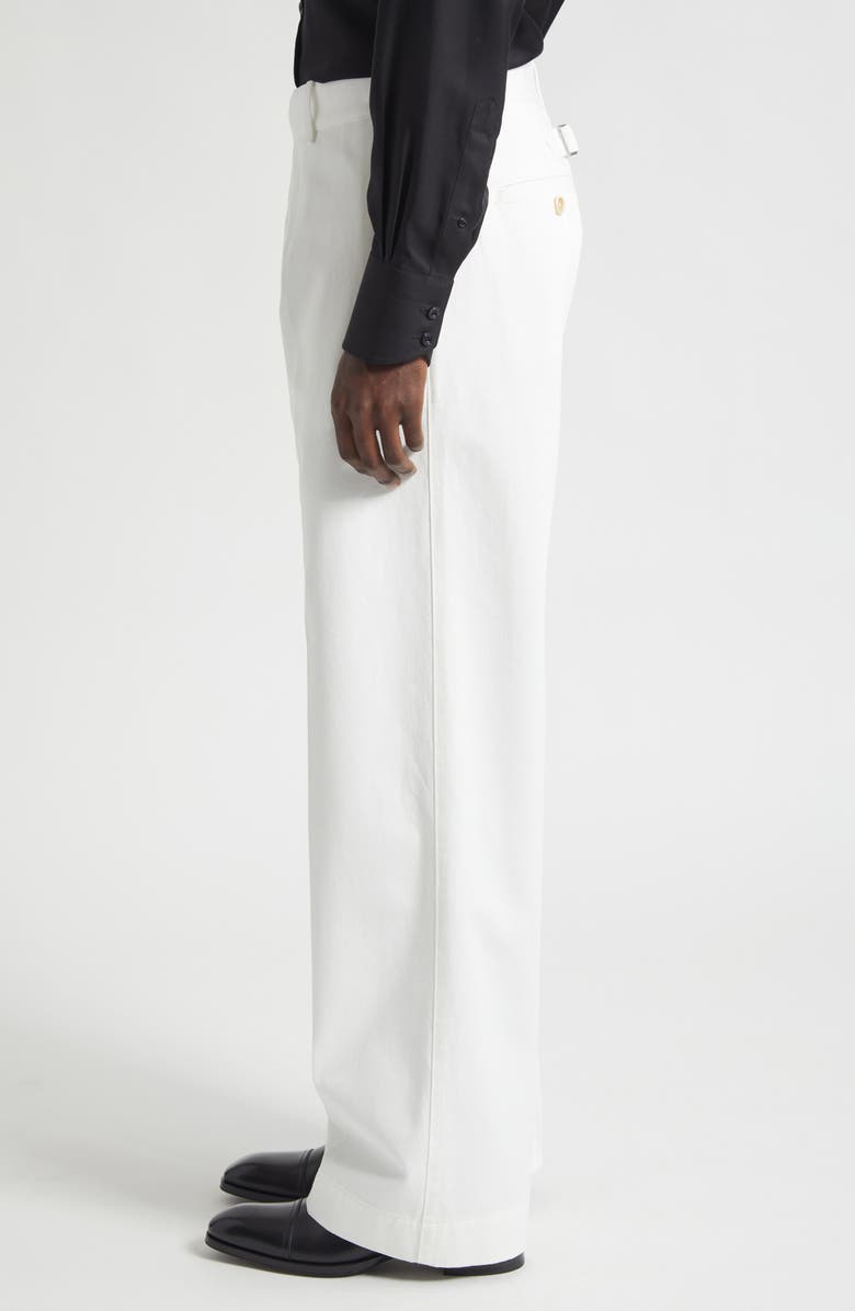 TOM FORD Compact Cotton Drill Wide Leg Pants, Alternate, color, Off White