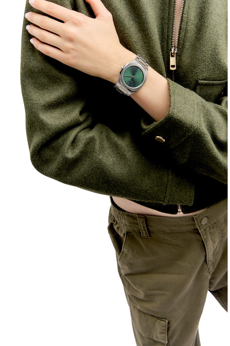 Scarabeo Ultra Thin Bracelet Watch, 40mm, Alternate, color, SILVER/ GREEN