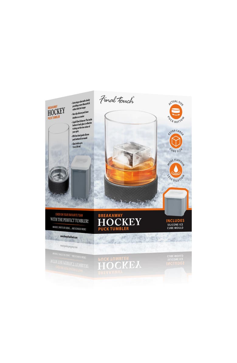 FINAL TOUCH Breakaway Hockey Puck Tumbler with Ice Mould, Alternate, color, Clear
