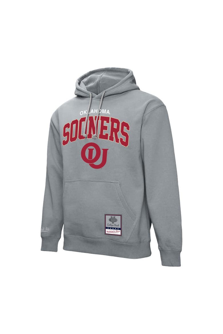 Men's Mitchell & Ness  Heather Gray Oklahoma Sooners Classic Arch Pullover Hoodie, Alternate, color, Heather Gray