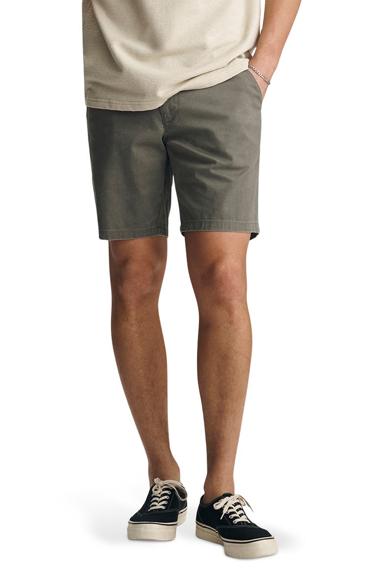 Noah Flat Front Stretch Twill Shorts, Main, color, OLIVE VINTAGE COLORED