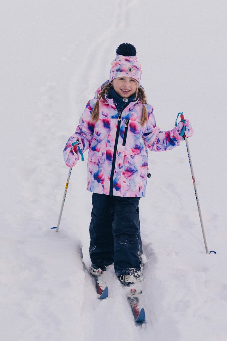 Play Watercolor Floral Jacket & Reinforced Pants Two Piece Snowsuit, Alternate, color, Mauve Watercolor Floral Print