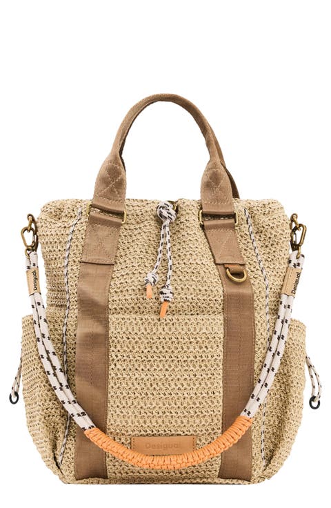 Medium Voyager Raffia Backpack