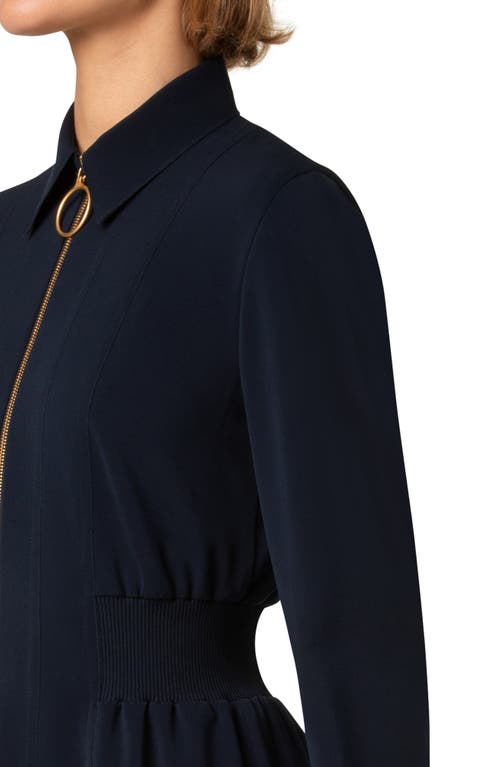 Akris Punto Bomber Zip Front Long Sleeve Dress In Navy