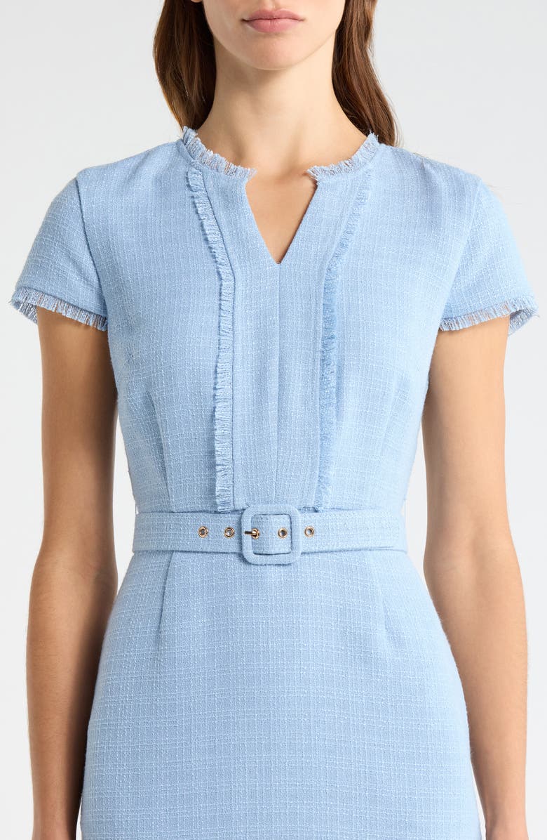 Tahari ASL Bouclé Sheath Dress, Alternate, color, Sky Blue