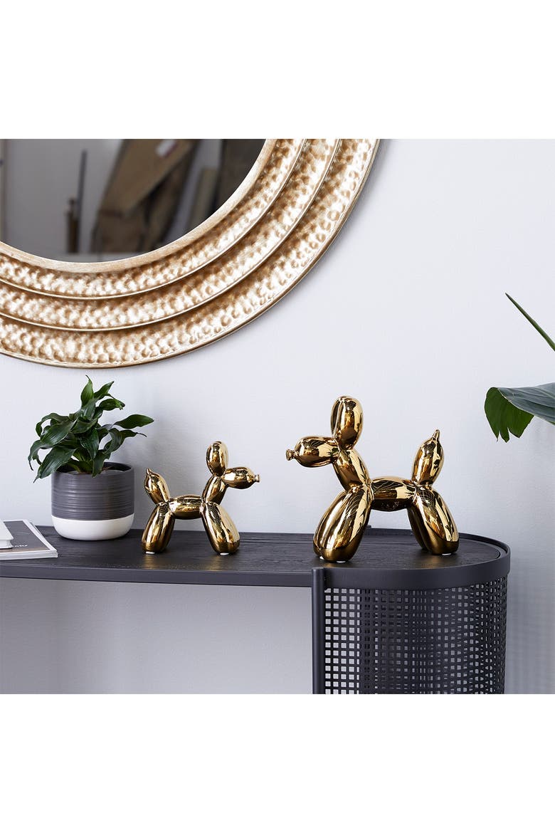 Goldtone Ceramic Balloon Dog Sculpture - Set of 2, Alternate, color, GOLD