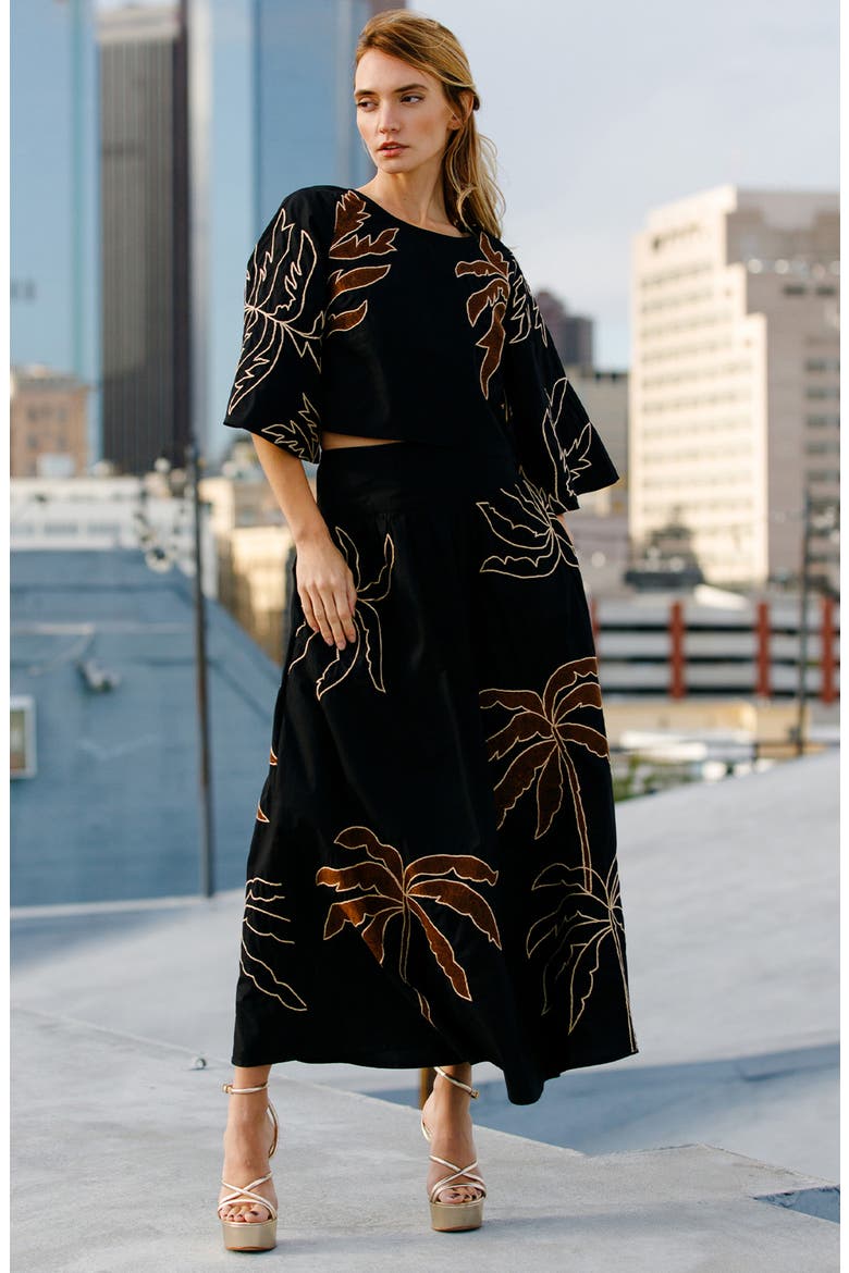 Nuri Maxi Skirt, Alternate, color, BLACK/ BROWN