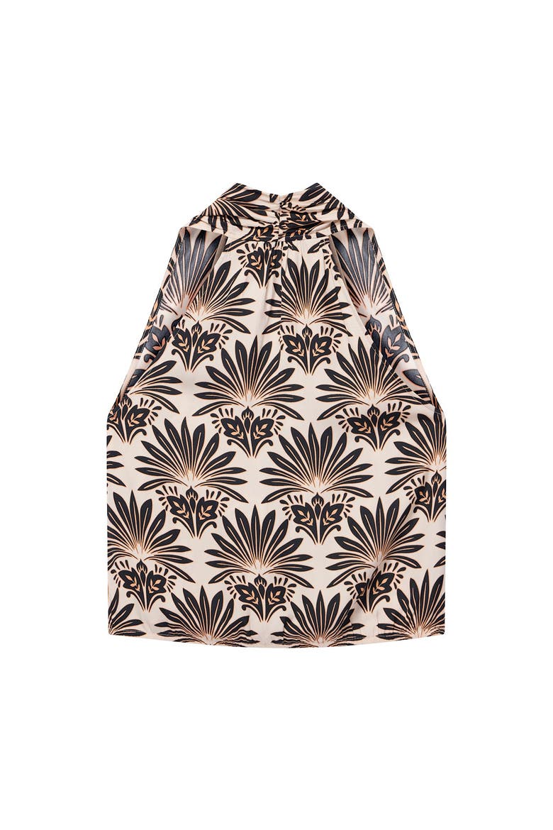 Sunset Palm Halter Top, Alternate, color, Black