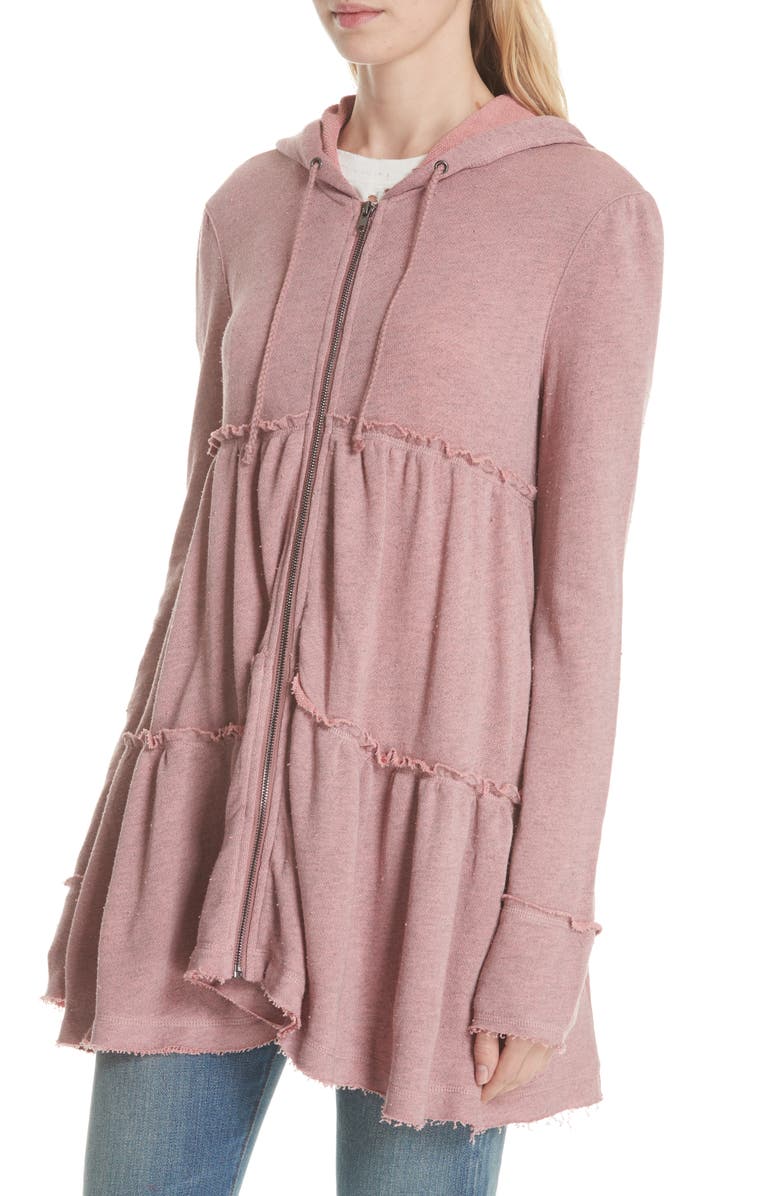 Free People Trapeze Hoodie, Alternate, color, Rose