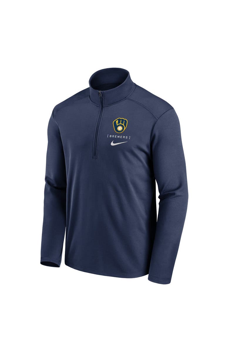 Nike Men's Nike Navy Milwaukee Brewers Franchise Logo Pacer Performance Half-Zip Top, Alternate, color, Navy