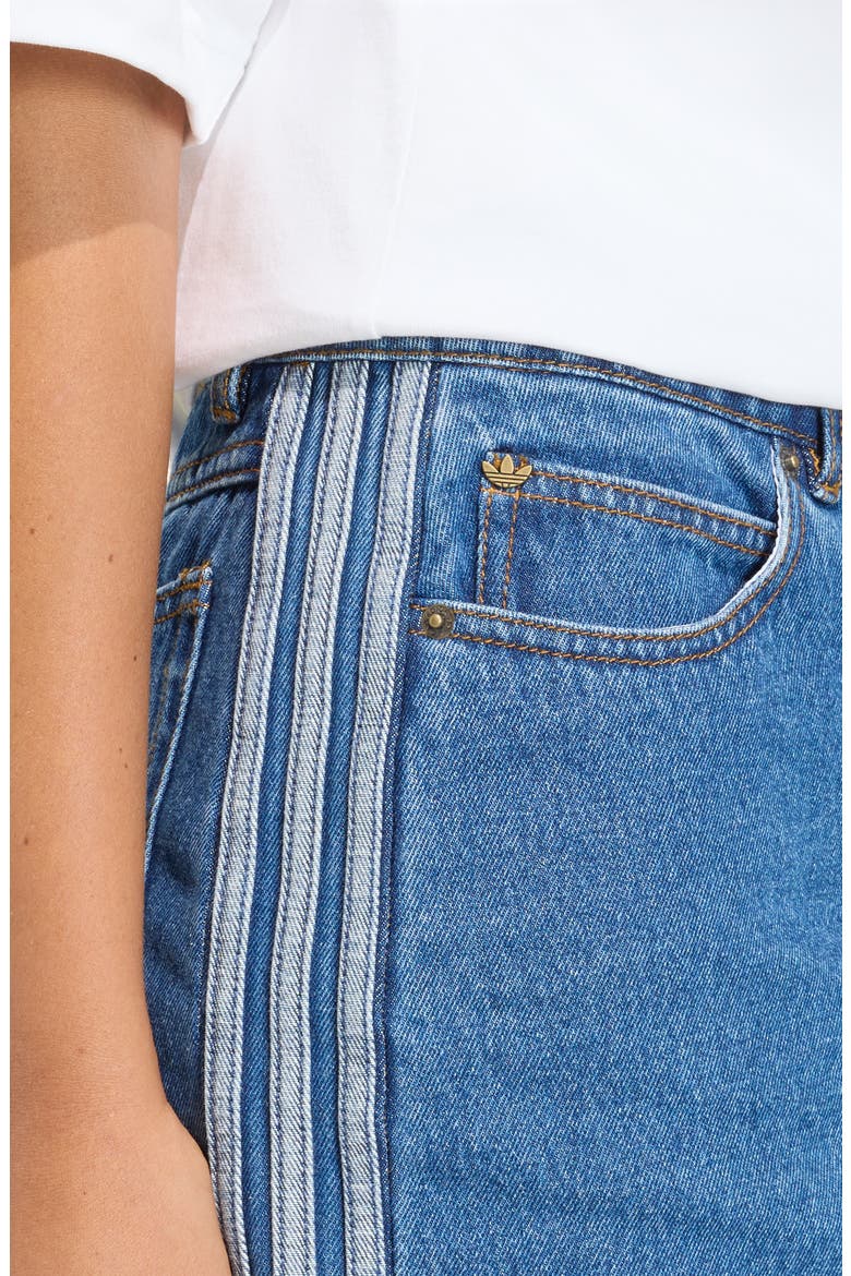 3-Stripes Denim Miniskirt, Alternate, color, INDIGO DENIM