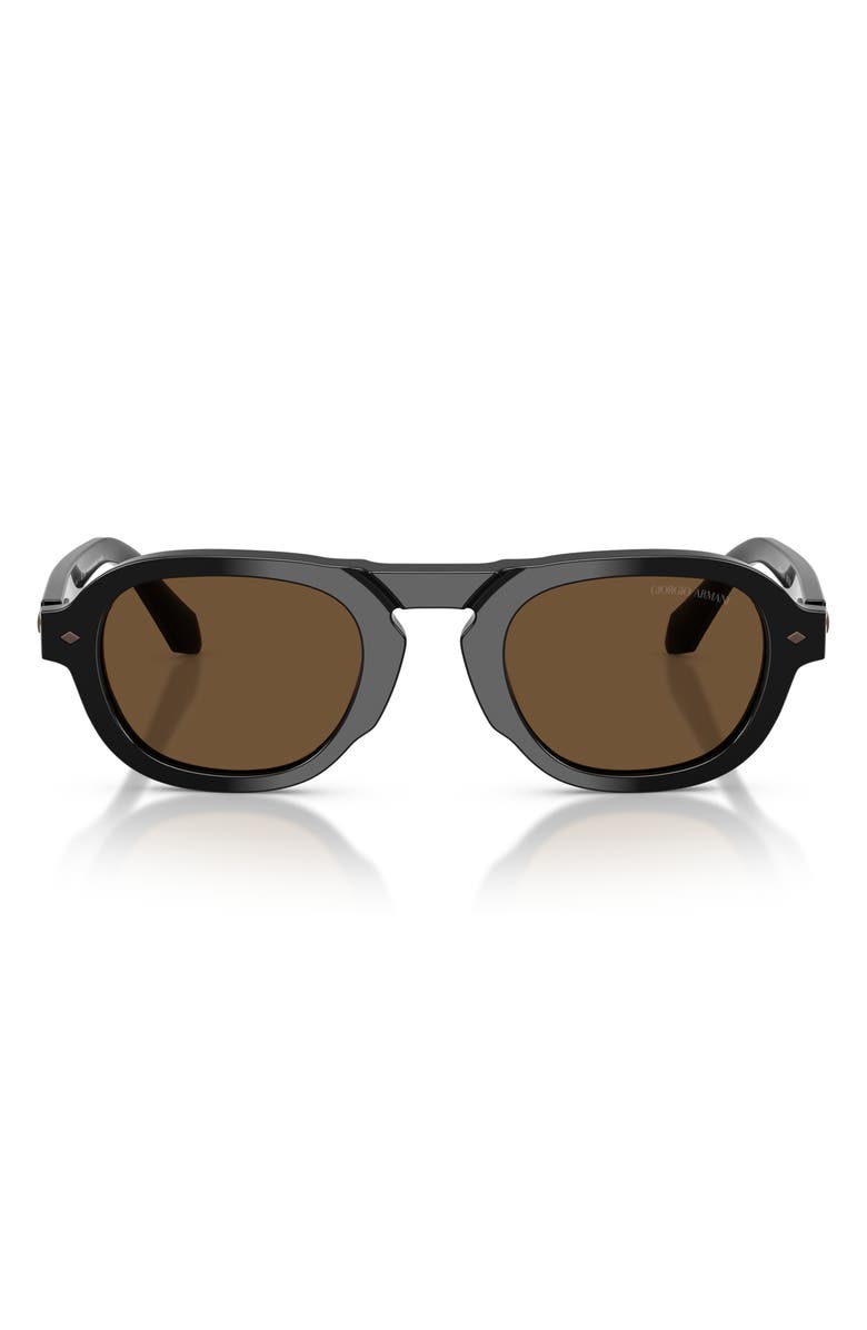 AX Armani Exchange 49mm Pillow Sunglasses, Main, color, Black / Dark Brown