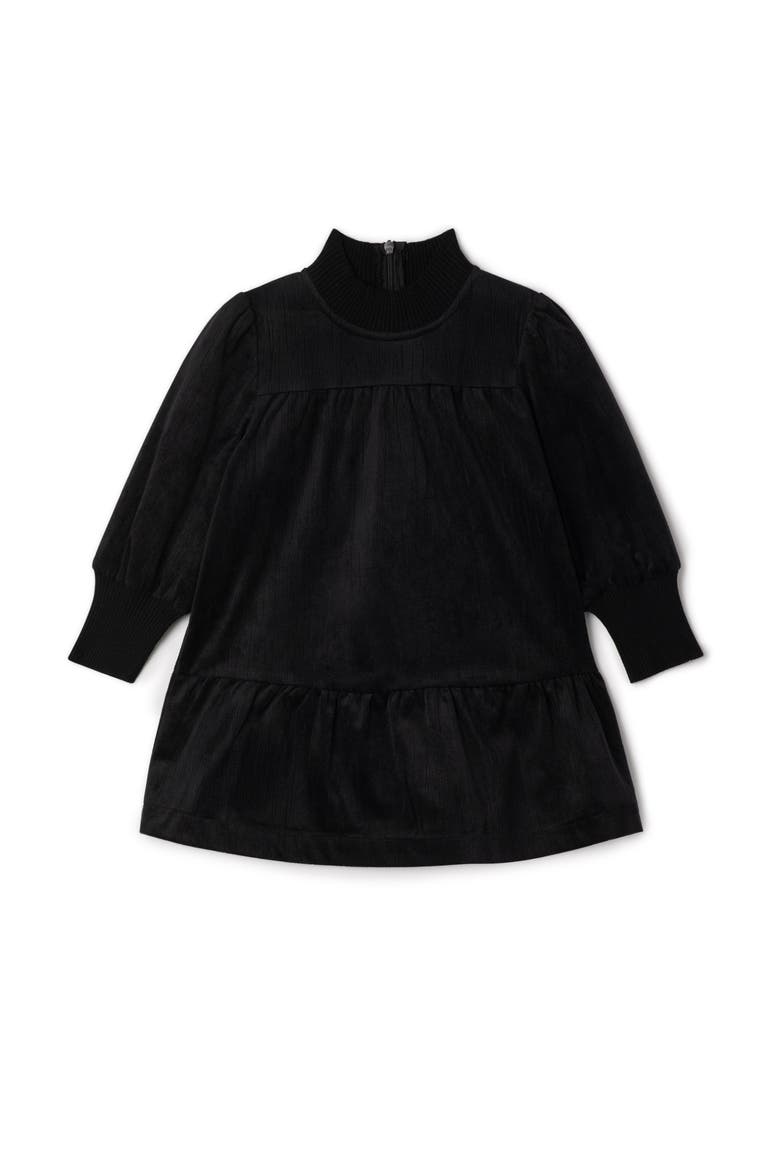 Textured Velvet A-Line Dress, Main, color, Black