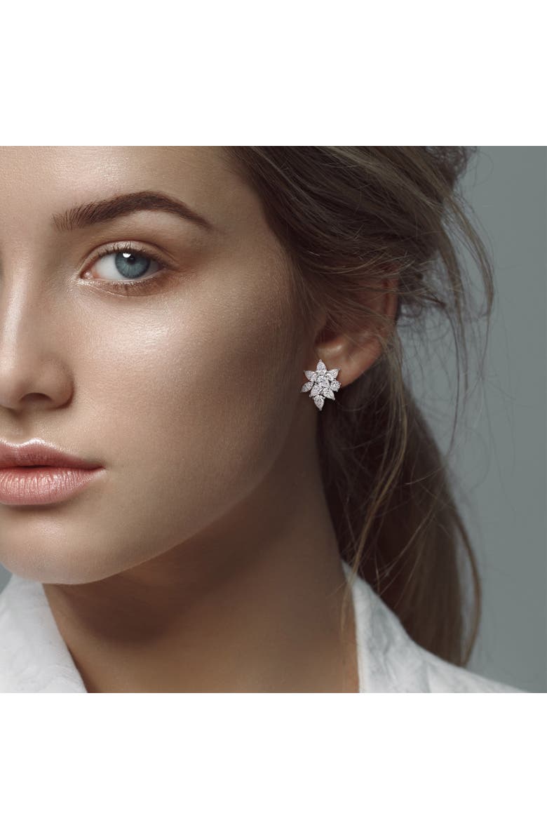 Julianna B. Lab-Grown Diamond Floral Cluster Drop Earrings 14k, Alternate, color, White Gold