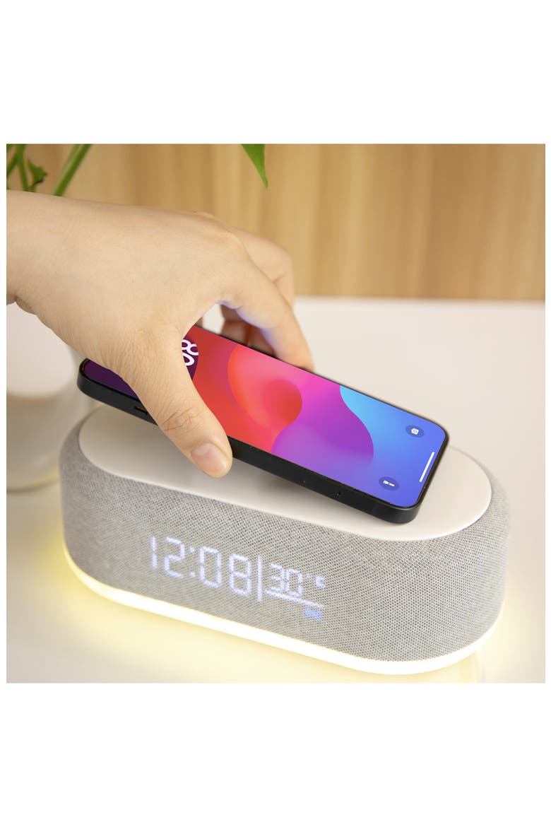 Wireless Speaker Alarm Clock, Alternate, color, GRAY