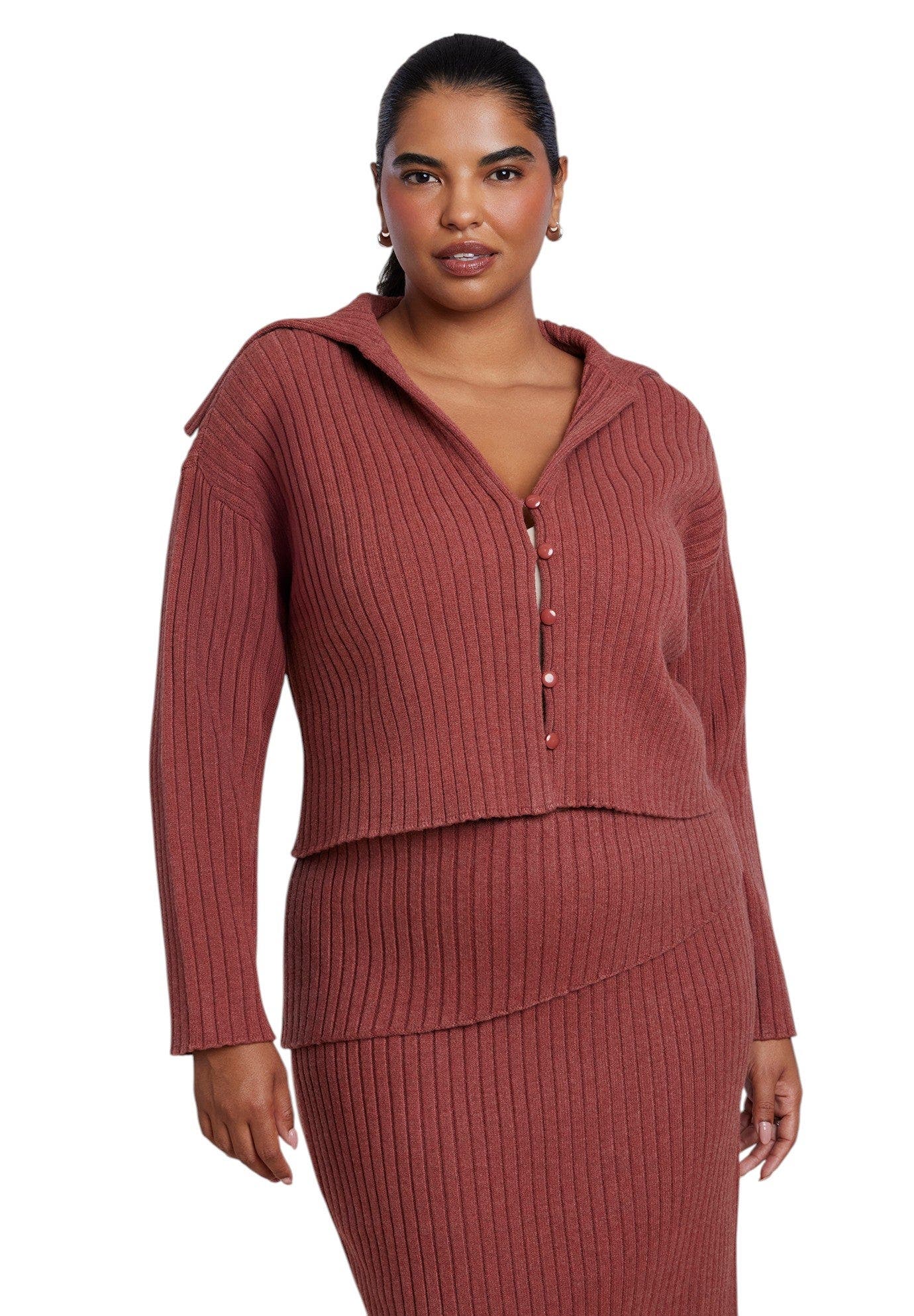 ELOQUII Oversized Collar Rib Knit Cardigan (Women) | Nordstrom