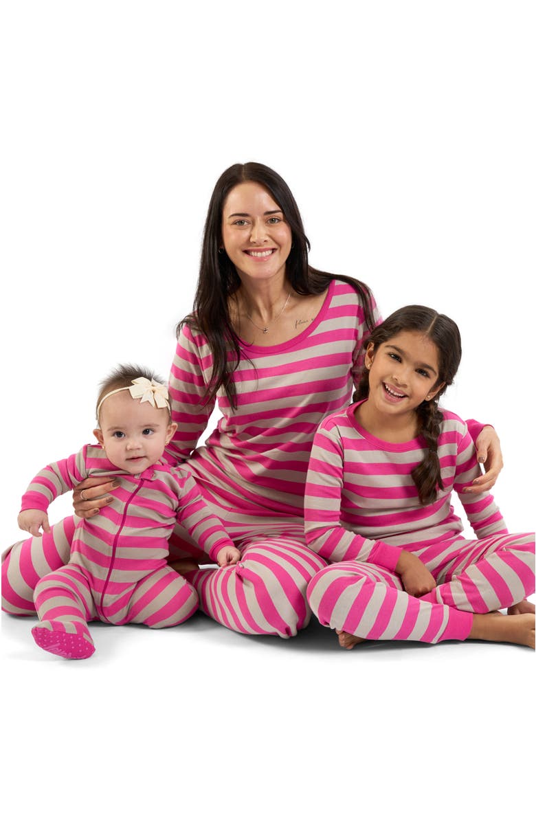Leveret Kids Two-Piece Striped Cotton Matching Family Pajamas, Alternate, color, Berry & Chime