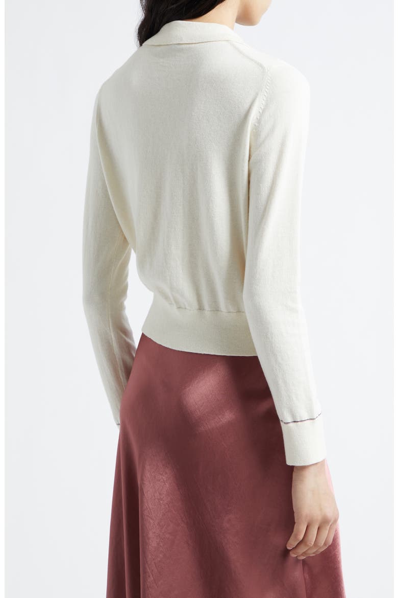 Cotton & Cashmere Blend Tipped Cardigan, Alternate, color, OFF WHITE/ LOTUS PINK