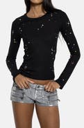 JADED LONDON Studded Long Sleeve Knit T-Shirt