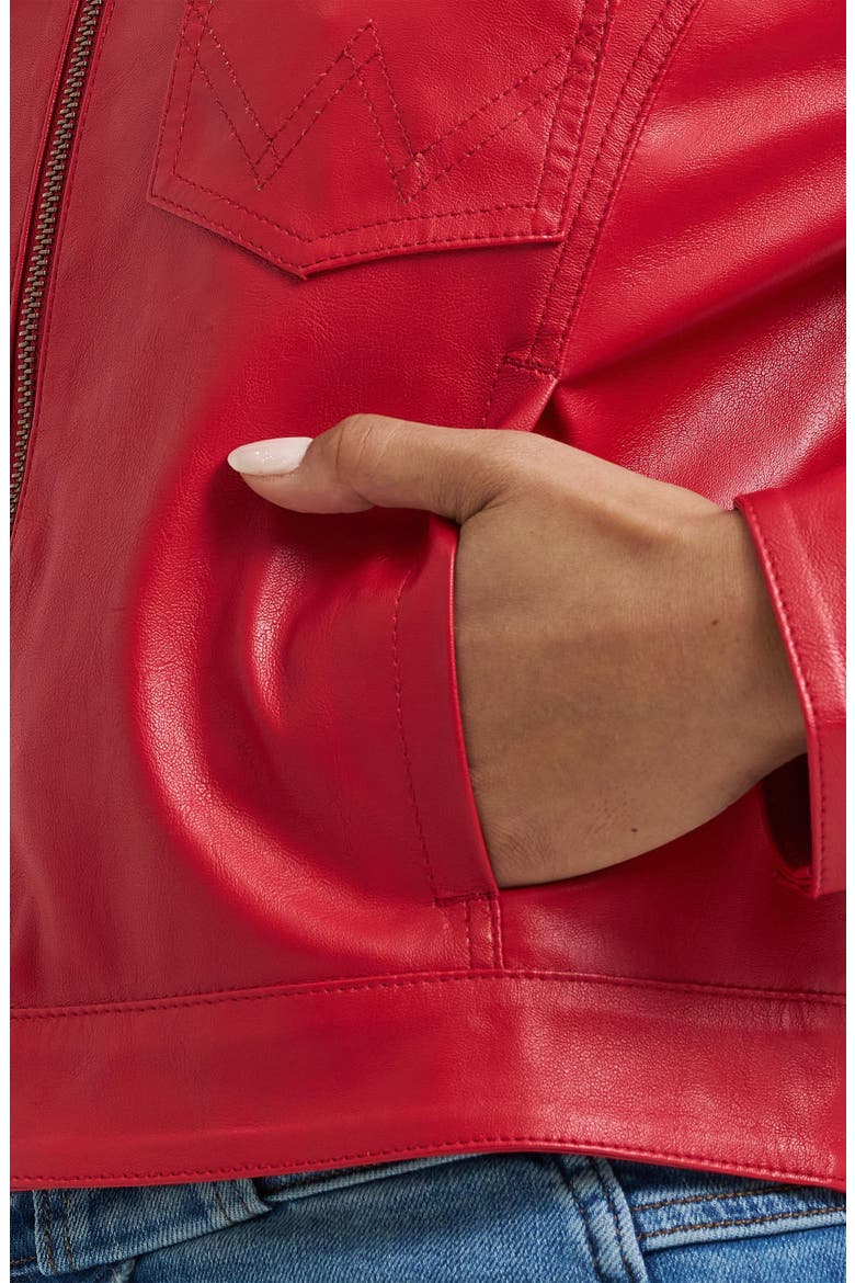 Slim Seamed Faux Leather Jacket, Alternate, color, CHILI PEPPER