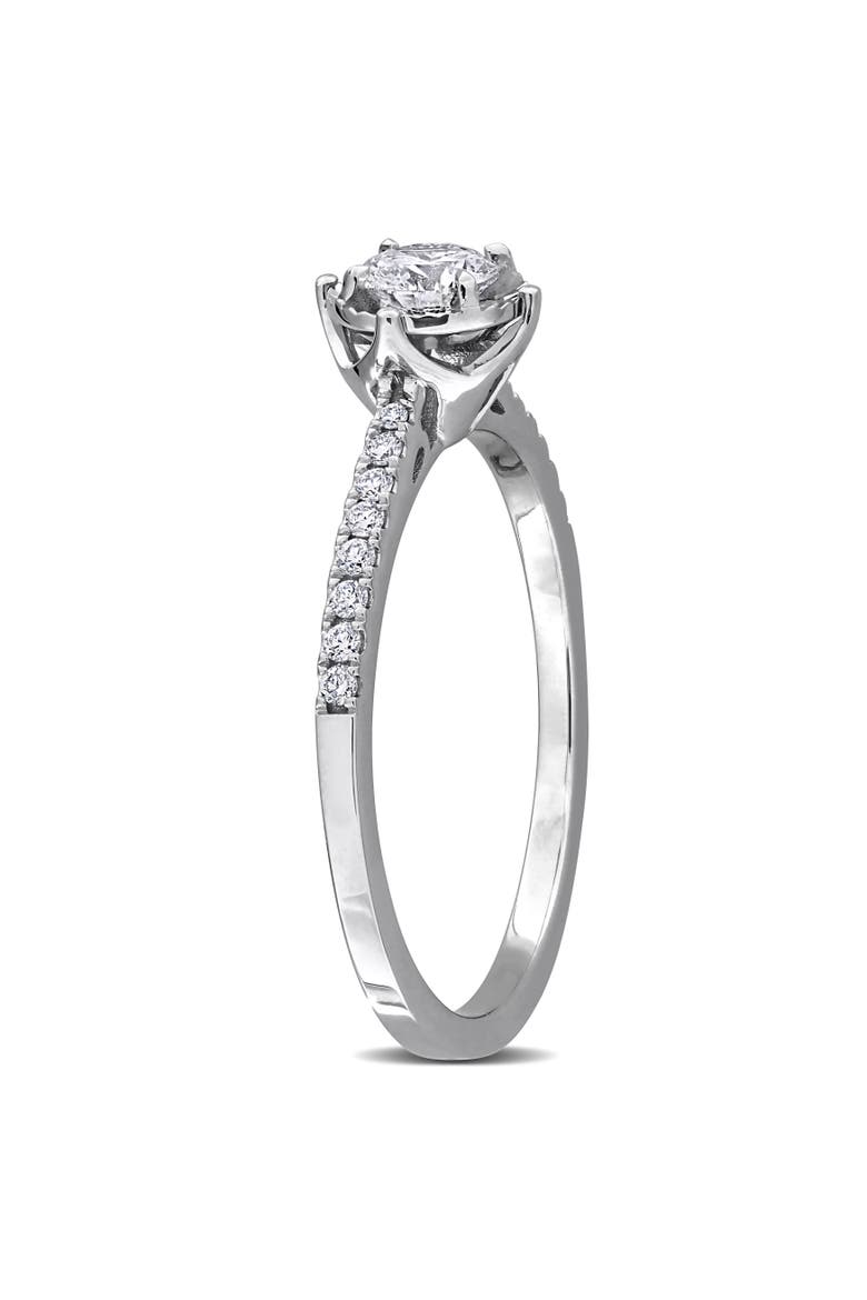 1/3 ctw Lab-Grown Diamond Halo Engagement Ring 18k, Alternate, color, White Gold