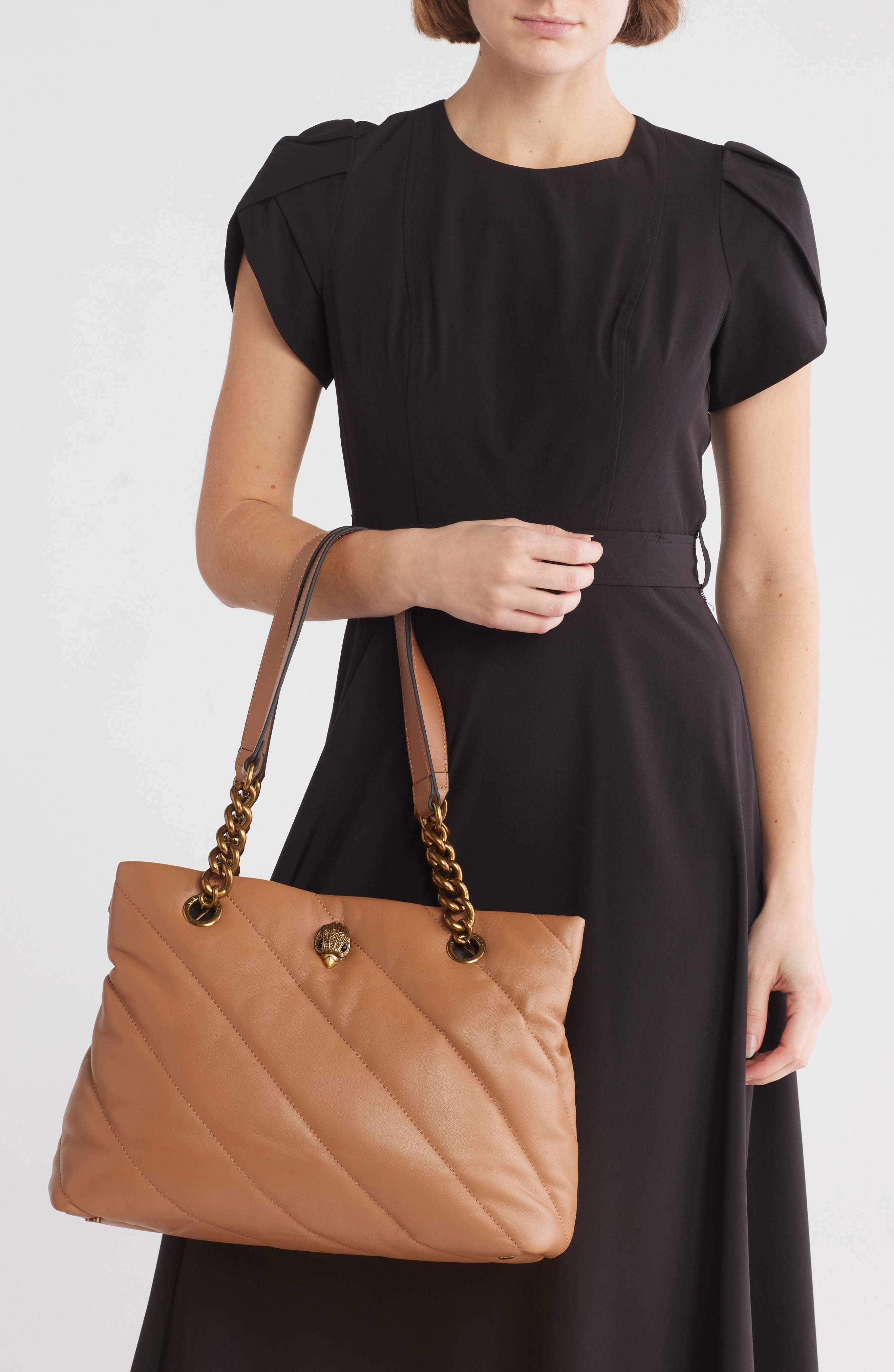 Kurt Geiger London Soho Quilted Leather Shopper, Alternate, color, Light/ Pastel Brown