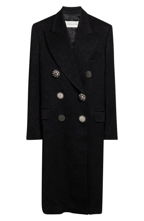 Oversize Double Breasted Jacquard Coat