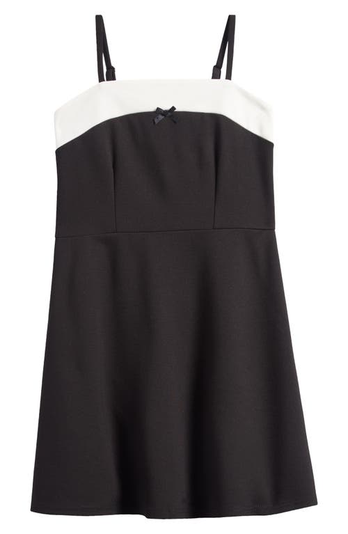 Ava & Yelly Kids' Contrast Trim Dress in Black 