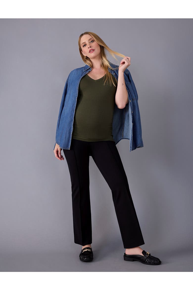 Secret Fit Over the Belly Full Length Ponte Pant, Alternate, color, Black