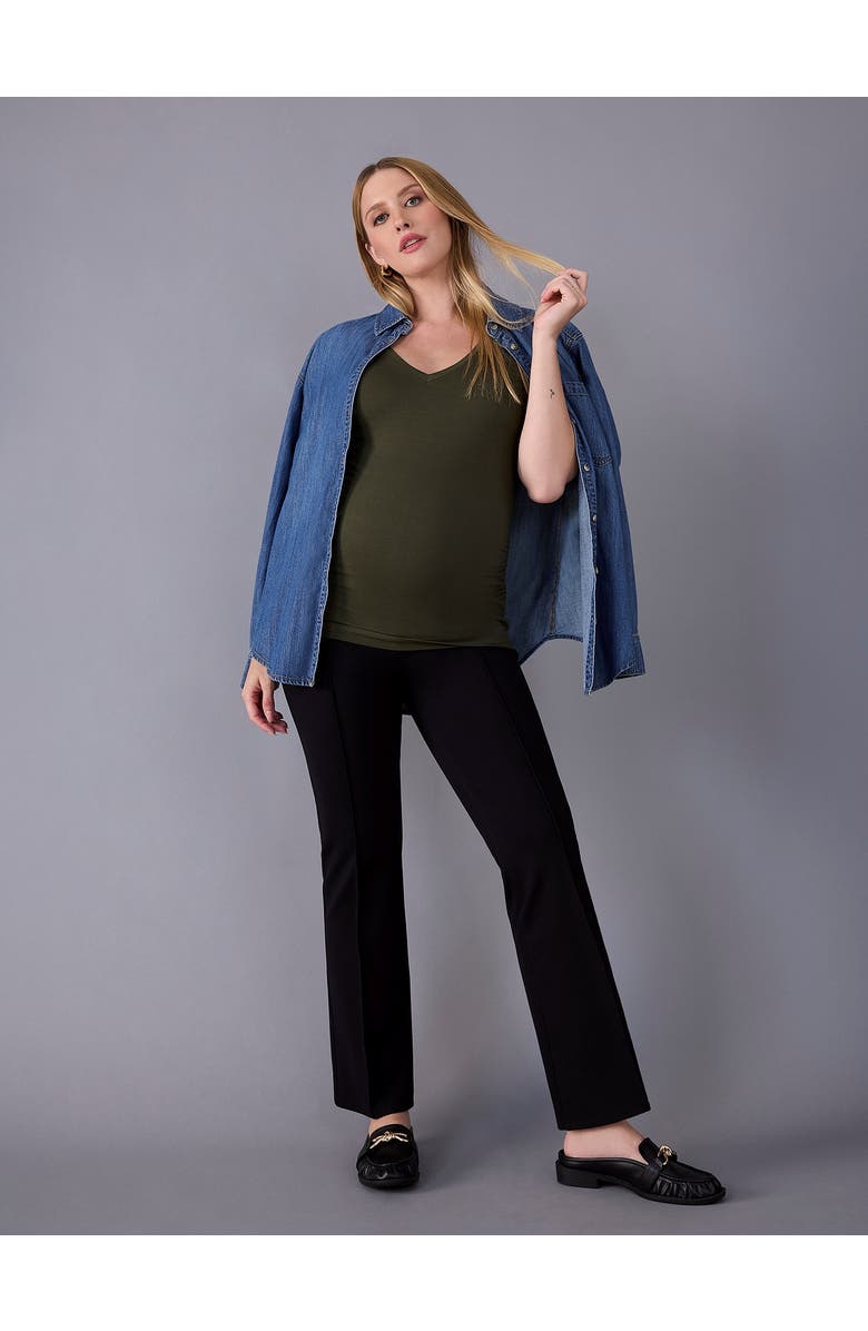 MOTHERHOOD MATERNITY Secret Fit Over the Belly Full Length Ponte Pant, Alternate, color, Black