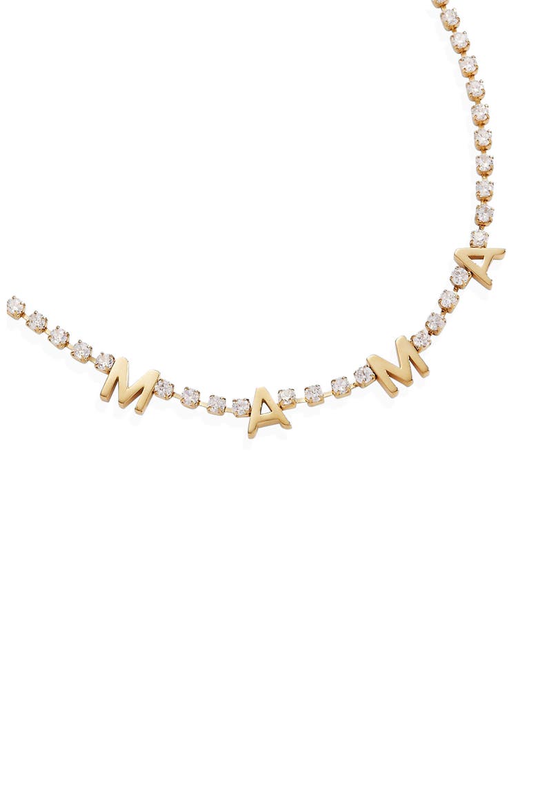 Mama Crystal Tennis Necklace, Alternate, color, Gold