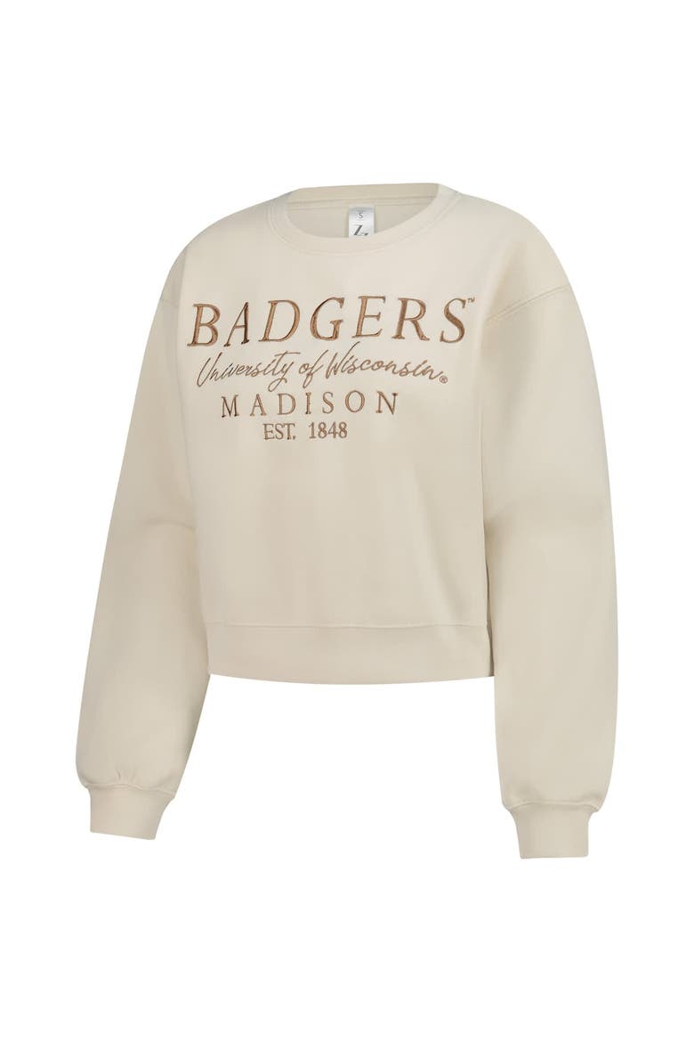 Women's ZooZatz Sand Wisconsin Badgers Cropped Crewneck Sweatshirt, Alternate, color, Sand