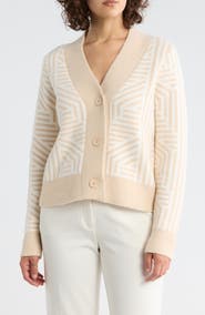 CYRUS Geometric Button Front Crop Cardigan