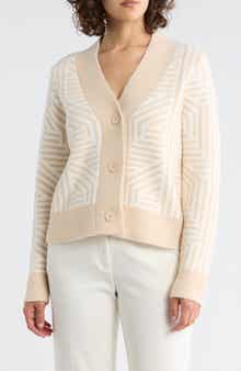 CYRUS Geometric Button Front Crop Cardigan
