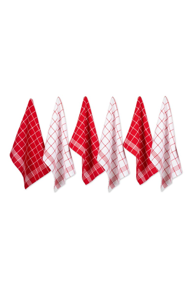 Red Waffle Weave Dishtowel Set/6, Main, color, Red