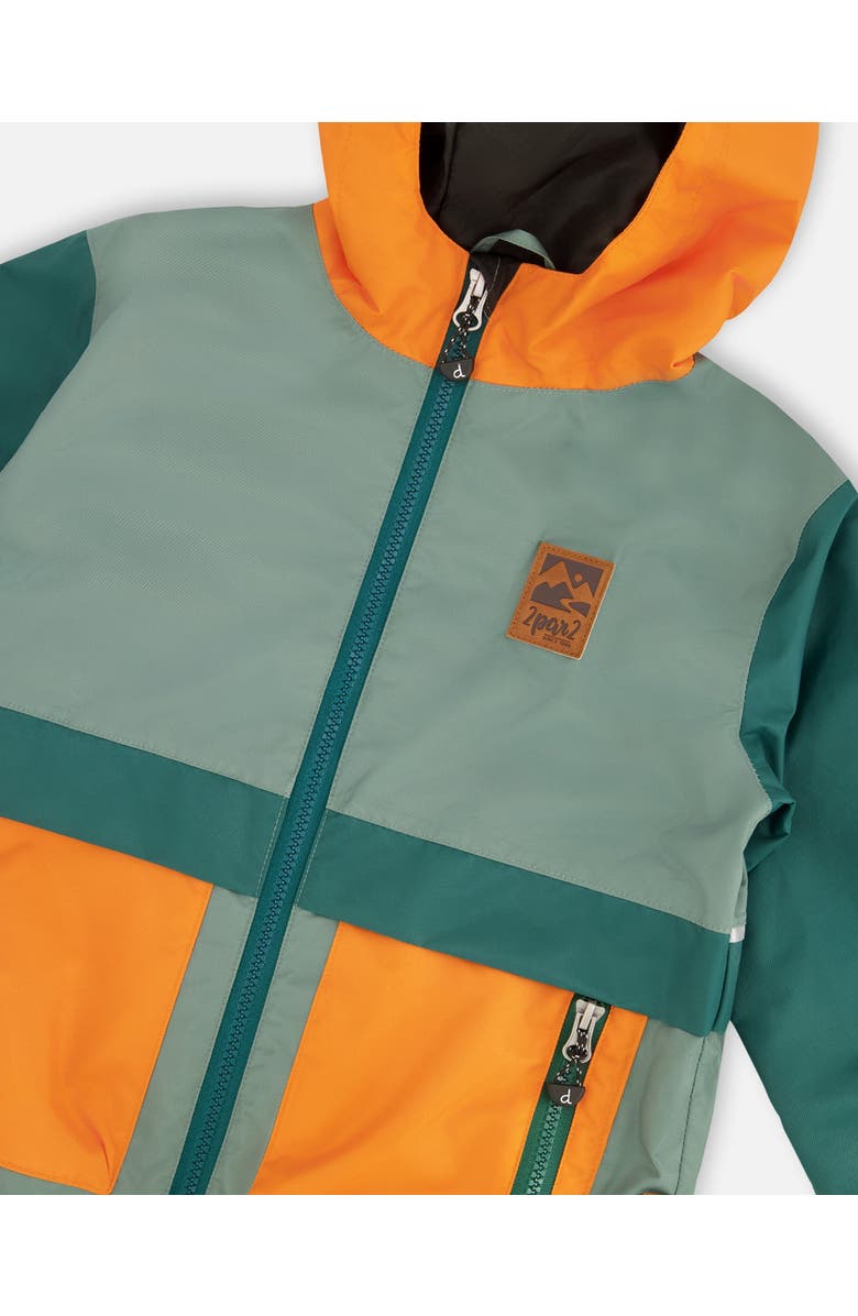 Deux par Deux Mid-Season Jersey Lined Jacket, Alternate, color, Dark Green And Orange