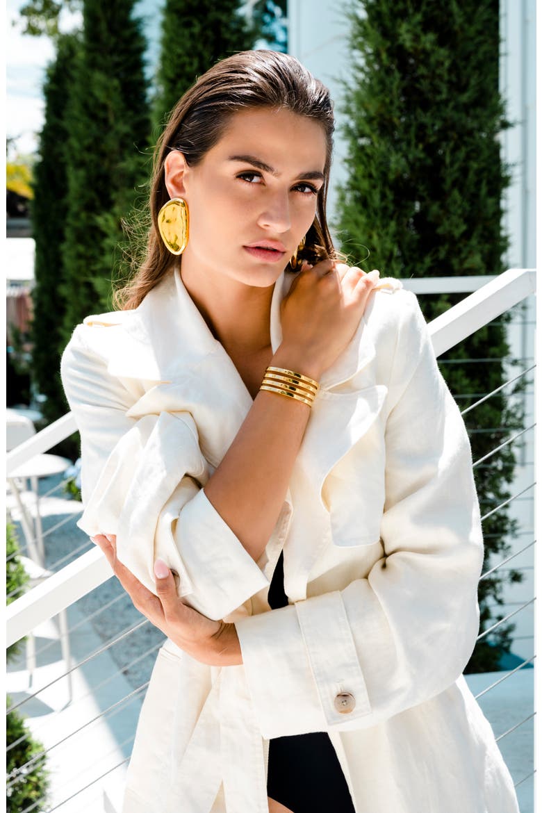 Line Cuff Bracelet, Alternate, color, 14K GOLD