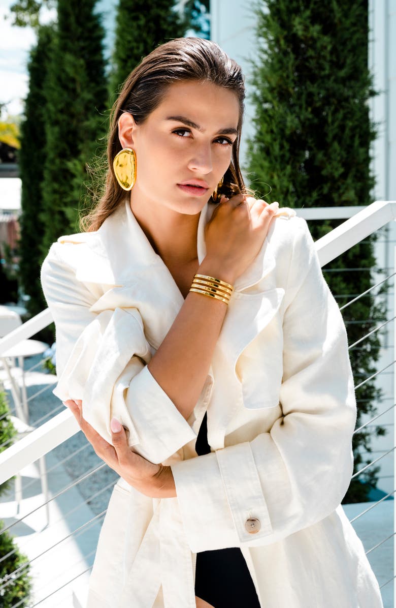 CHRISTINA CARUSO Line Cuff Bracelet, Alternate, color, 14K Gold