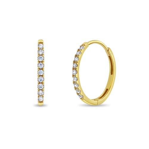In Season Jewelry 14k Clear Cubic Zirconia Encrusted Hoop Earrings in Gold at Nordstrom