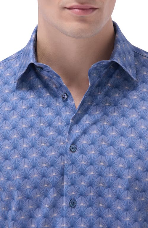 Bugatchi James Ooohcotton® Leaf Print Button-up Shirt In Cobalt
