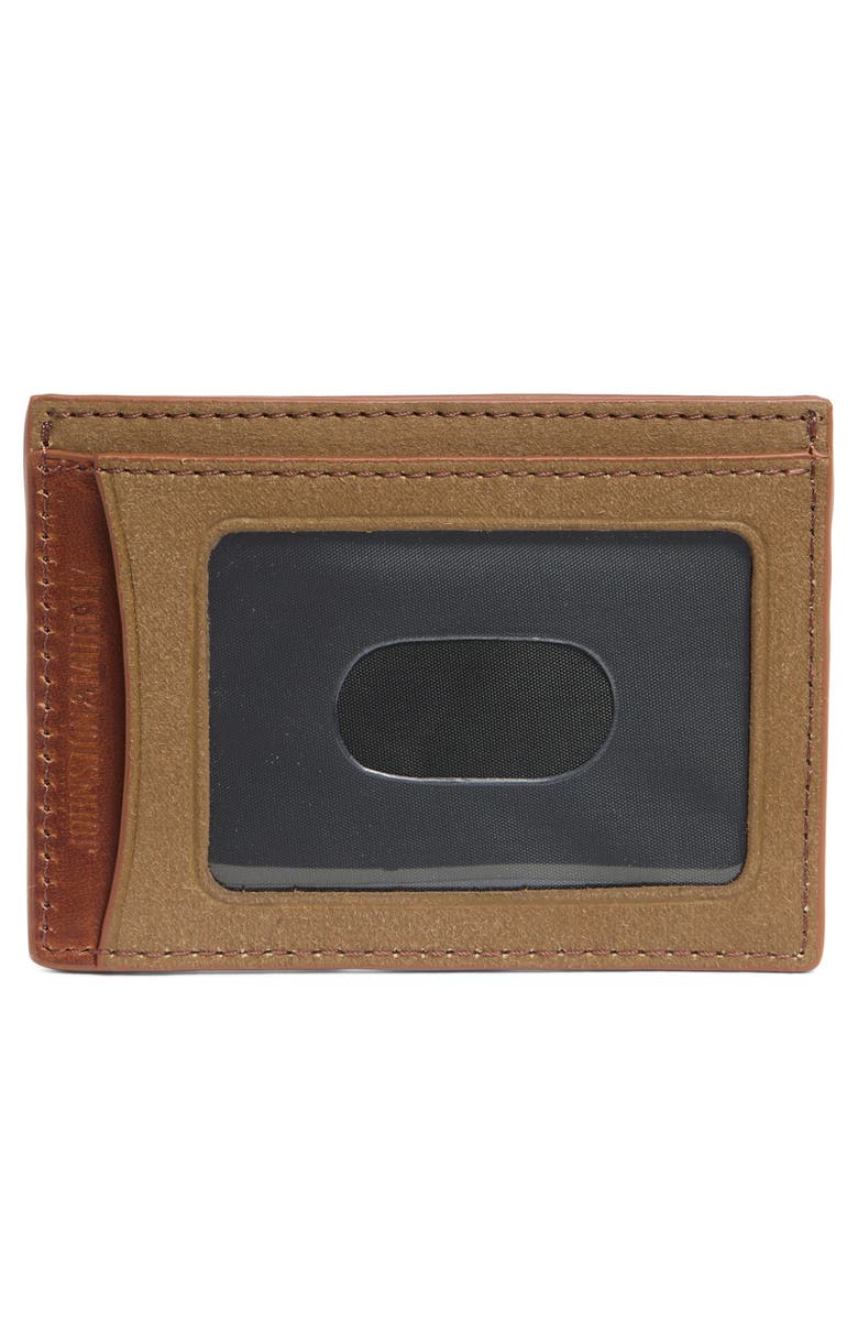 Johnston & Murphy Antique Cotton & Leather Card Case, Alternate, color, Camel