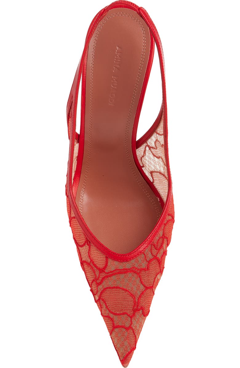 Amina Muaddi Anok Lace Pointed Toe Slingback Pump, Alternate, color, Red