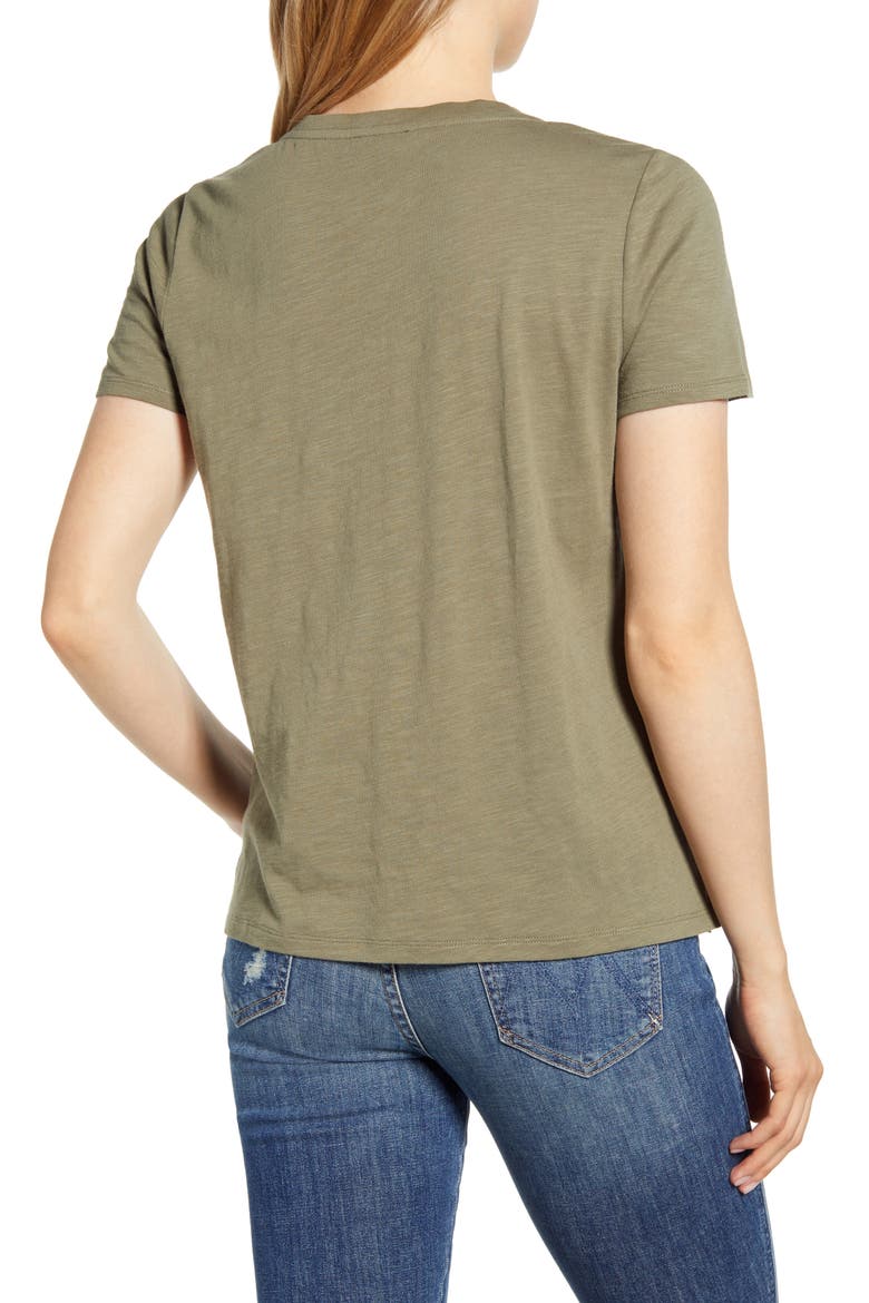 Studded V-Neck Cotton Blend T-Shirt, Alternate, color, LIGHT SAGE