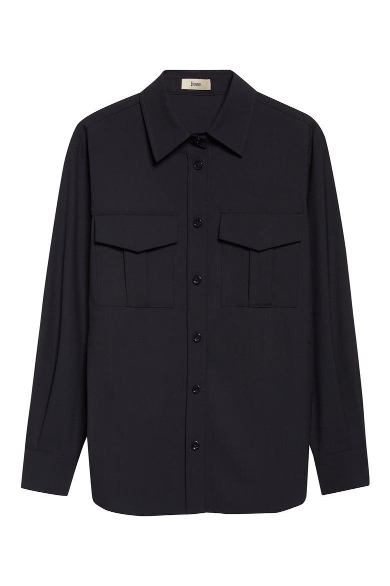 Oversize Lightweight Stretch Blend Button-Up Shirt, Alternate, color, 9200 NAVY