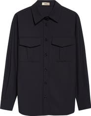 Herno Oversize Lightweight Stretch Blend Button-Up Shirt