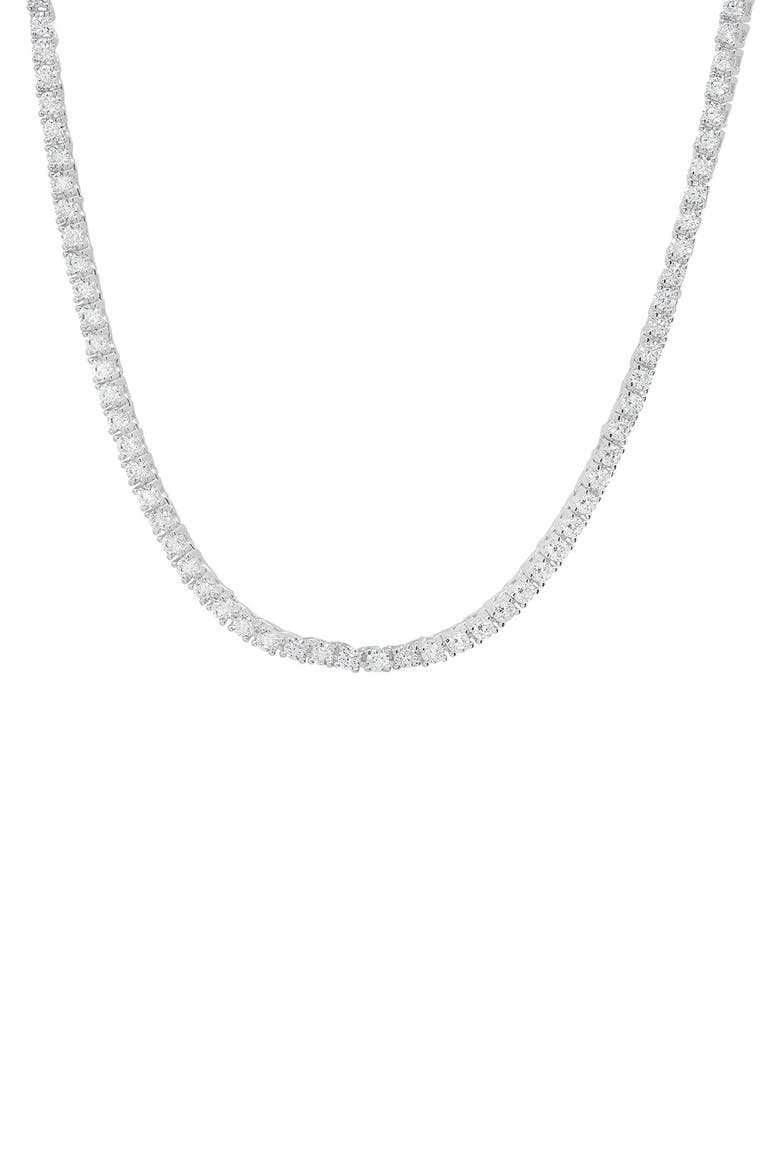 Sterling Silver CZ Tennis Necklace, Main, color, SILVER