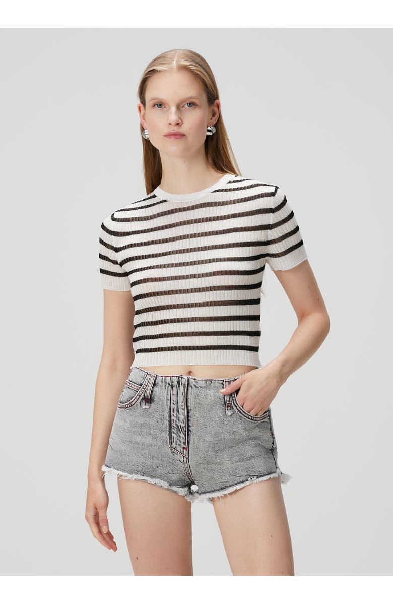 PCFG Striped Short Sleeve Knit Top, Alternate, color, Black